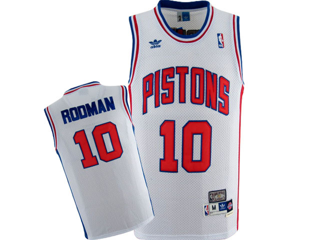  NBA Detroit Pistons 10 Dennis Rodman Swingman Throwback White Jersey